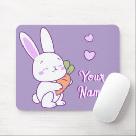Söt Kawaii Pastell Lila Anpassat Namn Kanin Morot Musmatta