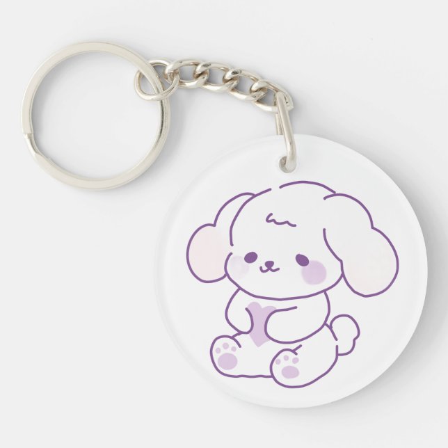 Söt Kawaii Pastell Lila Floppig Öra Valp Hund  (Framsidan)