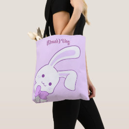 Söt Kawaii Pastell Lila Floppy Ear Kanin Anpassad Tygkasse