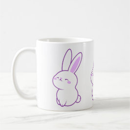 Söt Kawaii Pastell Lila Glad Leende Kanin Kaffemugg