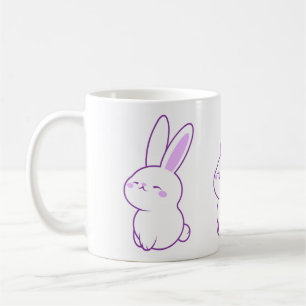 Söt Kawaii Pastell Lila Glad Leende Kanin Kaffemugg
