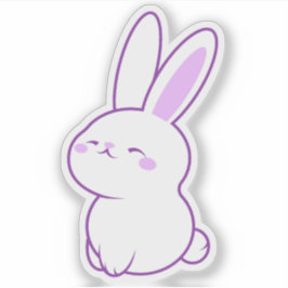 Söt Kawaii Pastell Lila Glad Leende Kanin Klistermärken