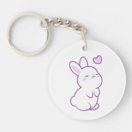 Söt Kawaii Pastell Lila Kanin Hjärtformad Akryl