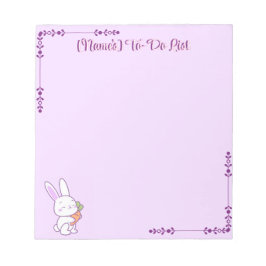 Söt Kawaii Pastell Lila Kanin med Anpassad Morot Anteckningsblock