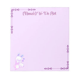 Söt Kawaii Pastell Lila Kanin med Hjärtan Anpassad Anteckningsblock