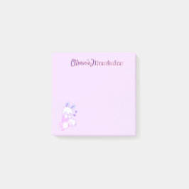 Söt Kawaii Pastell Lila Kanin med Hjärtan Anpassad Post-it Block
