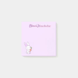 Söt Kawaii Pastell Lila Kanin med Morot Anpassad Post-it Block