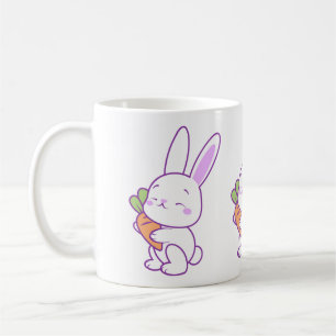 Söt Kawaii Pastell Lila Kanin Morot Kaffemugg