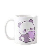 Söt Kawaii Pastell Lila Panda Hjärtan