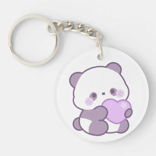 Söt Kawaii Pastell Lila Panda Hjärtformad Akryl