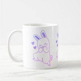 Söt Kawaii Pastell Lila Skrattande Kanin Hjärtan Kaffemugg