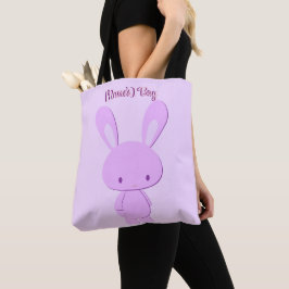 Söt Kawaii Pastell Lila Stående Kanin Anpassad Tygkasse
