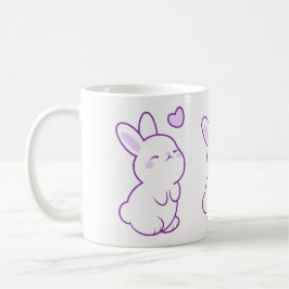 Söt Kawaii Pastell Lila Stående Kanin Hjärtat Kaffemugg