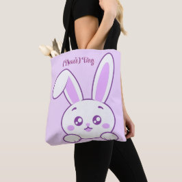 Söt Kawaii Pastell Lila Tittande Kanin Anpassad Tygkasse