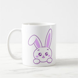 Söt Kawaii Pastell Lila Tittande Kanin Söt Kaffemugg