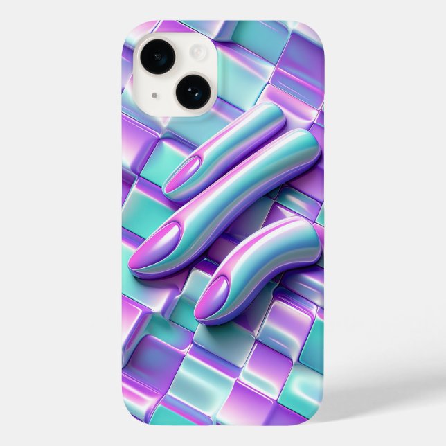 Söt Kawaii Pastell Våg Mobilskal Glansig Abstrakt (Baksida)