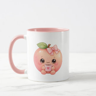 Söt Kawaii Persika Kaffe Mugg med Rosa Hjärtan Kop