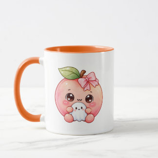 Söt Kawaii Persika Spök Halloween Mugg