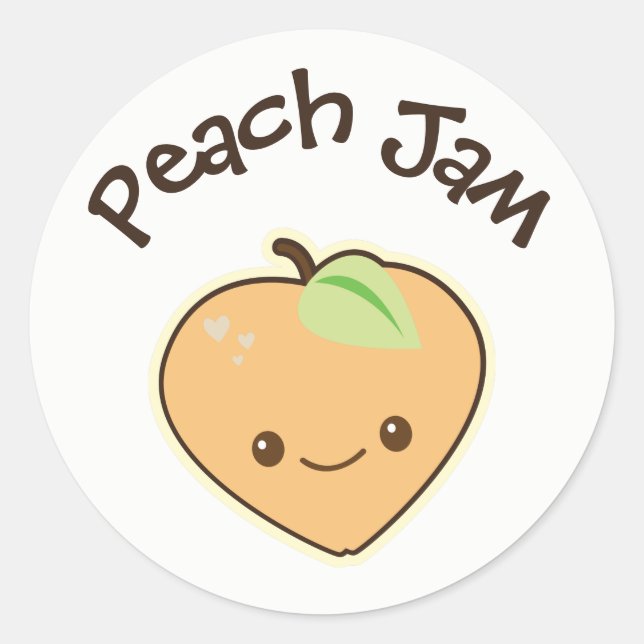 Söt Kawaii Persikon Jam Burk Etikett (Framsida)