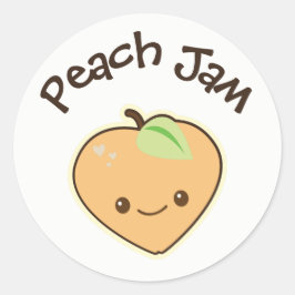 Söt Kawaii Persikon Jam Burk Etikett