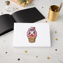 Söt Kawaii Pingvin Glasskon Summer BSticker Gästböcker