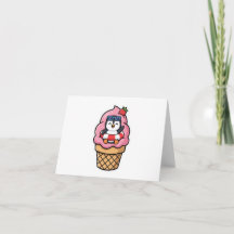Söt Kawaii Pingvin Glasskon Summer BSticker