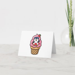 Söt Kawaii Pingvin Glasskon Summer BSticker Tack Kort