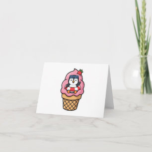 Söt Kawaii Pingvin Glasskon Summer BSticker Tack Kort
