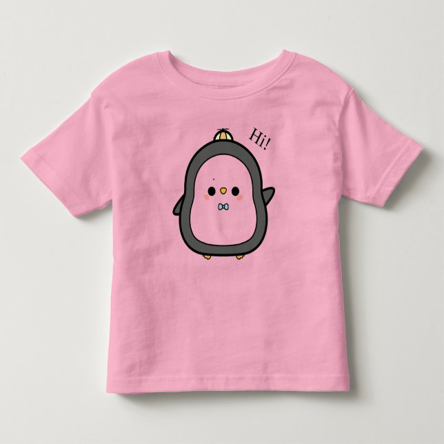 Söt Kawaii Pingvin som säger Hej T Shirt (Framsida)