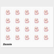 Söt Kawaii Pomeranian Valp Hund Lila Slinga Pastel