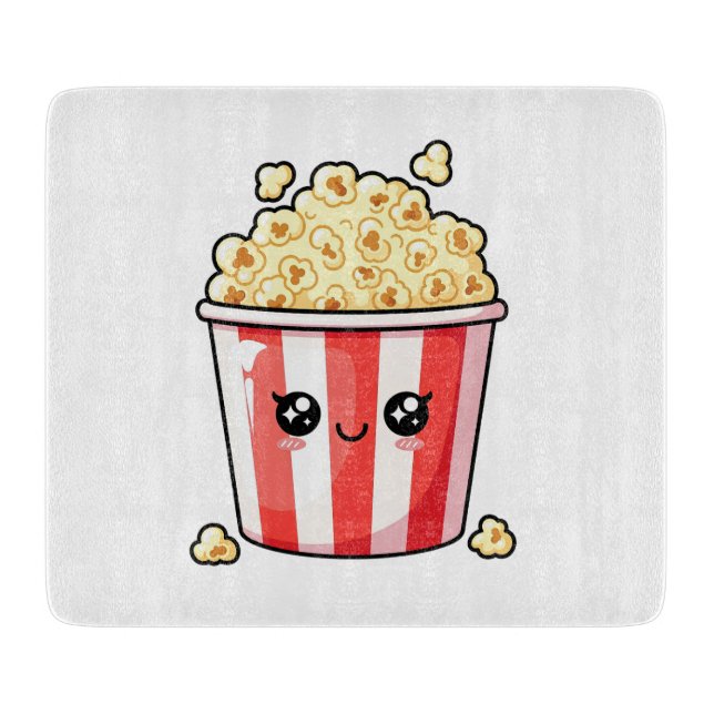 Söt Kawaii Popcornskål Illustration (Framsidan)