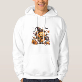 Söt Kawaii Pumpa Häxa Halloween Akvarell Konst Hoodie