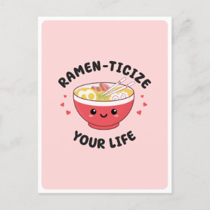 Söt Kawaii Ramen Asiatisk Mat Puns Romantisk Kärle Vykort