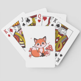 Söt Kawaii Räv med Svamp Tecknad Konst Casinokort