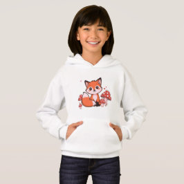 Söt Kawaii Räv med Svamp Tecknad Konst T Shirt