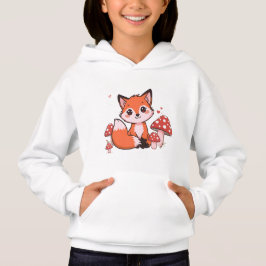 Söt Kawaii Räv med Svamp Tecknad Konst T Shirt