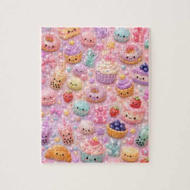 Söt Kawaii Regnbåge Glitter Bubbel Tea Squishies Pussel (Vertikal)