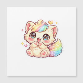 Söt Kawaii Regnbåge Kattunge Pastell Fluffig Katt