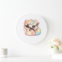 Söt Kawaii Regnbåge Kattunge Pastell Fluffig Katt 