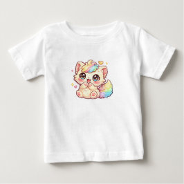 Söt Kawaii Regnbåge Kattunge Pastell Fluffig Katt T Shirt