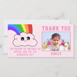 Söt Kawaii Regnbåge Moln Tack Födelsedags Kort