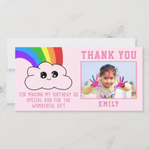 Söt Kawaii Regnbåge Moln Tack Födelsedags Kort