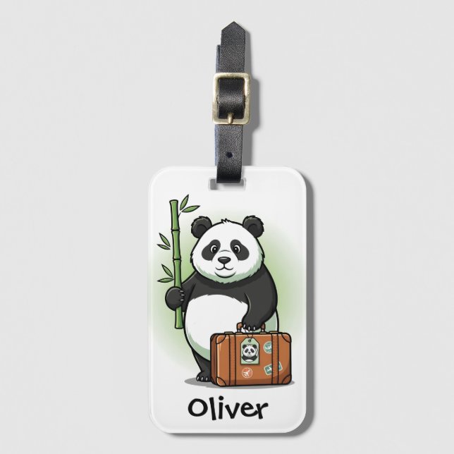 Söt Kawaii Resenär Panda  Bagagebricka (Framsida vertikal)