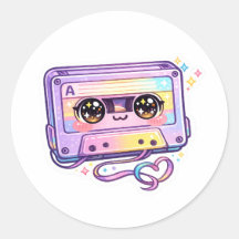 Söt Kawaii Retro Kassettrand Pastell Lila Musik