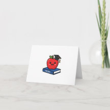 Söt Kawaii Röd Äpple som bär Examen Hatt Smart