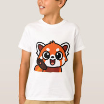 Söt Kawaii Röd Panda Tecknad T-Shirt