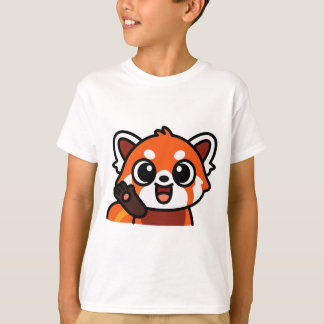 Söt Kawaii Röd Panda Tecknad T-Shirt