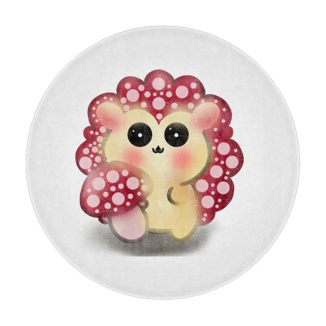Söt Kawaii Röd Svamp Igelkott Svamp Konst (Framsidan)