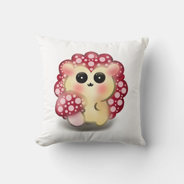 Söt Kawaii Röd Svamp Igelkott Svamp Konst Kudde (Framsida)