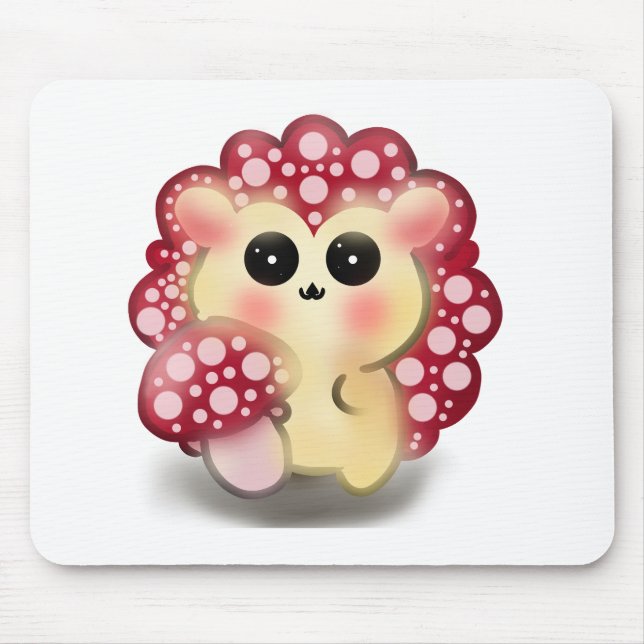 Söt Kawaii Röd Svamp Igelkott Svamp Konst Musmatta (Framsidan)